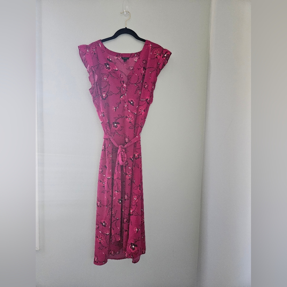 Ann Taylor Factory Fuchsia Floral Midi Dress